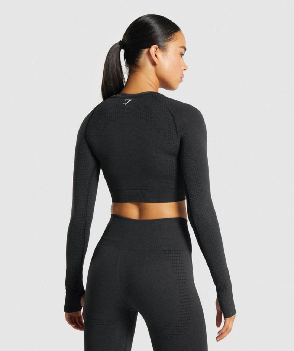 Gymshark Vital Seamless 2.0 Ženske Dugi Rukav Crne | HR 3522NWY